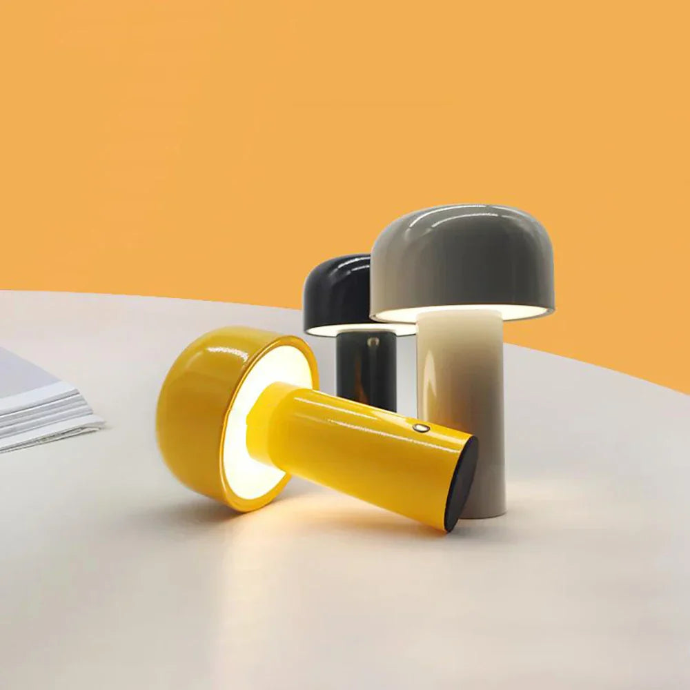 GlowSphere: Lampada da tavolo LED ricaricabile – Elegante lampada portatile a forma di fungo per l'atmosfera interna