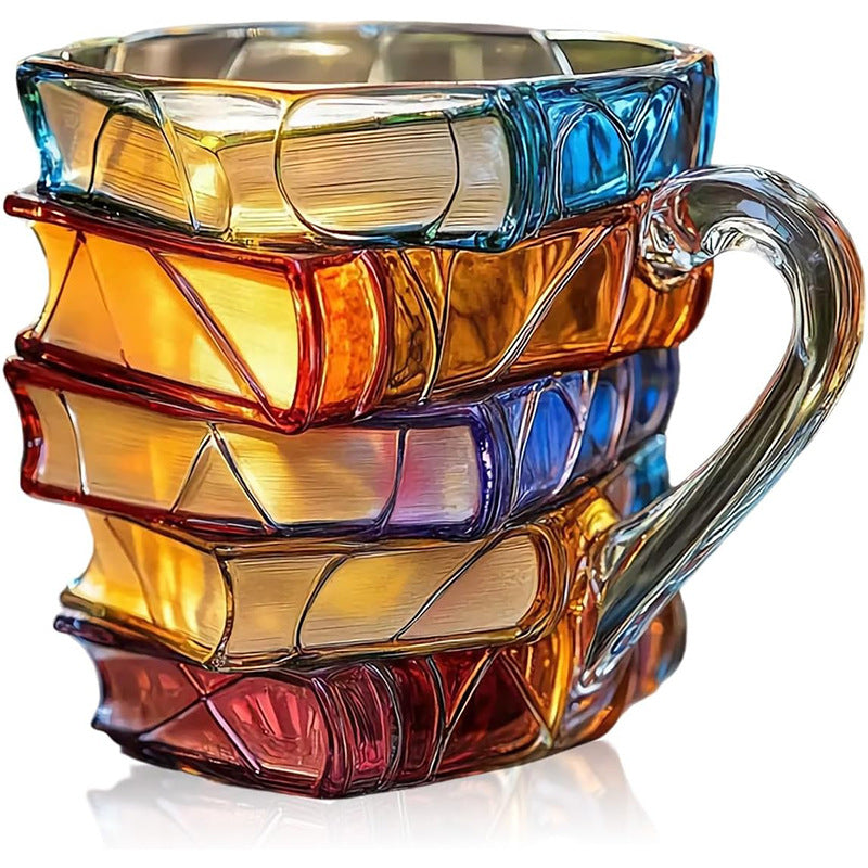 Glass Coffee Mug Book Spine Design