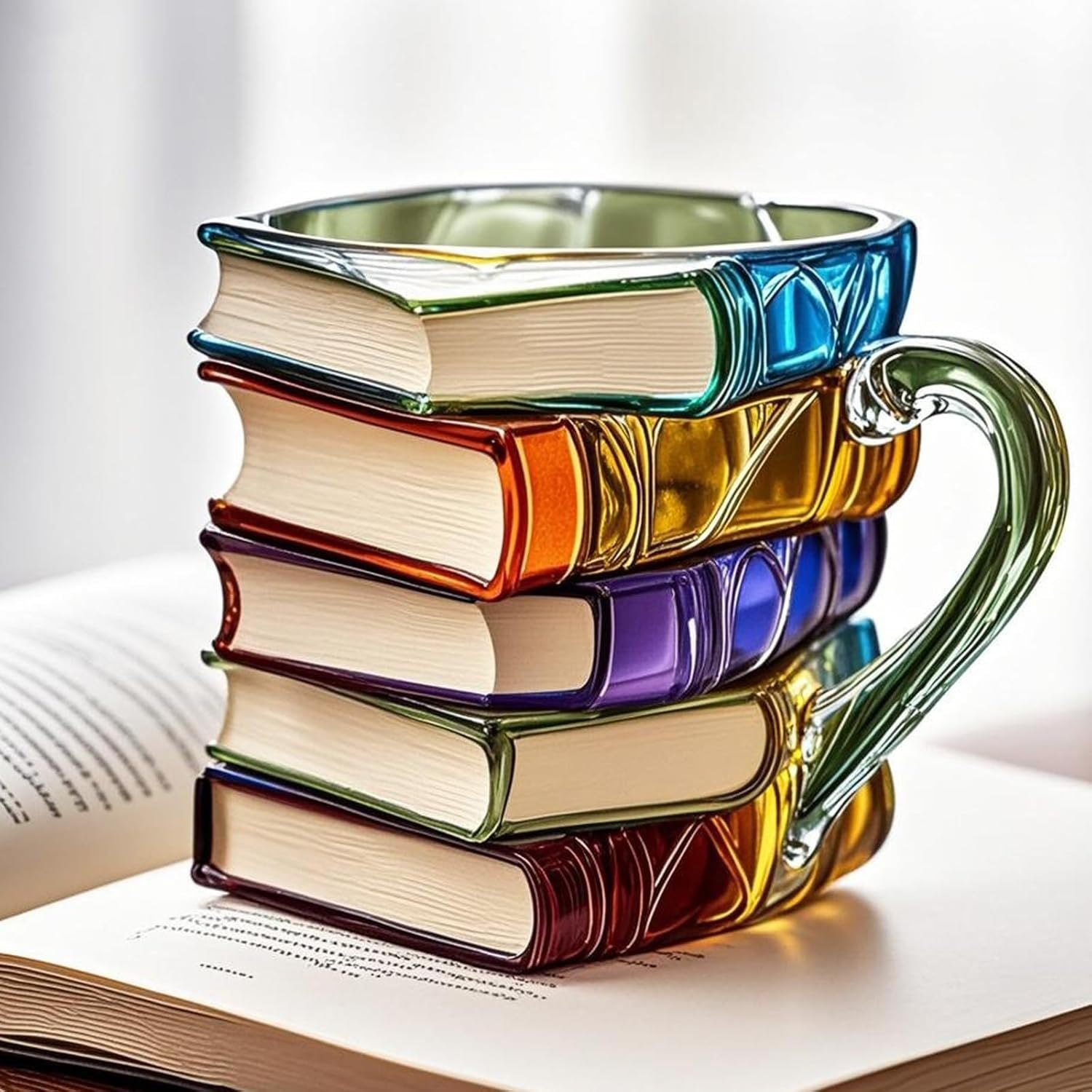 Glass Coffee Mug Book Spine Design