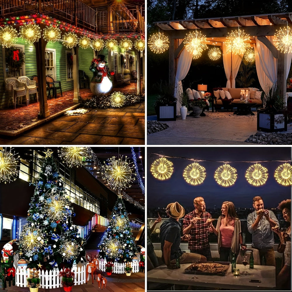 屋外クリスマスライト 花火LEDフェアリー吊り下げライト