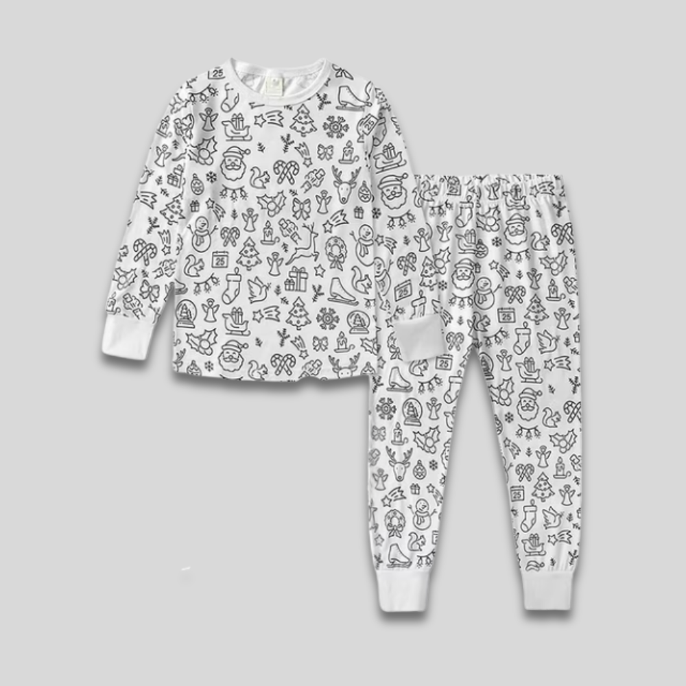 Kids Cozy Christmas Pajama Set Long Sleeve Two Piece