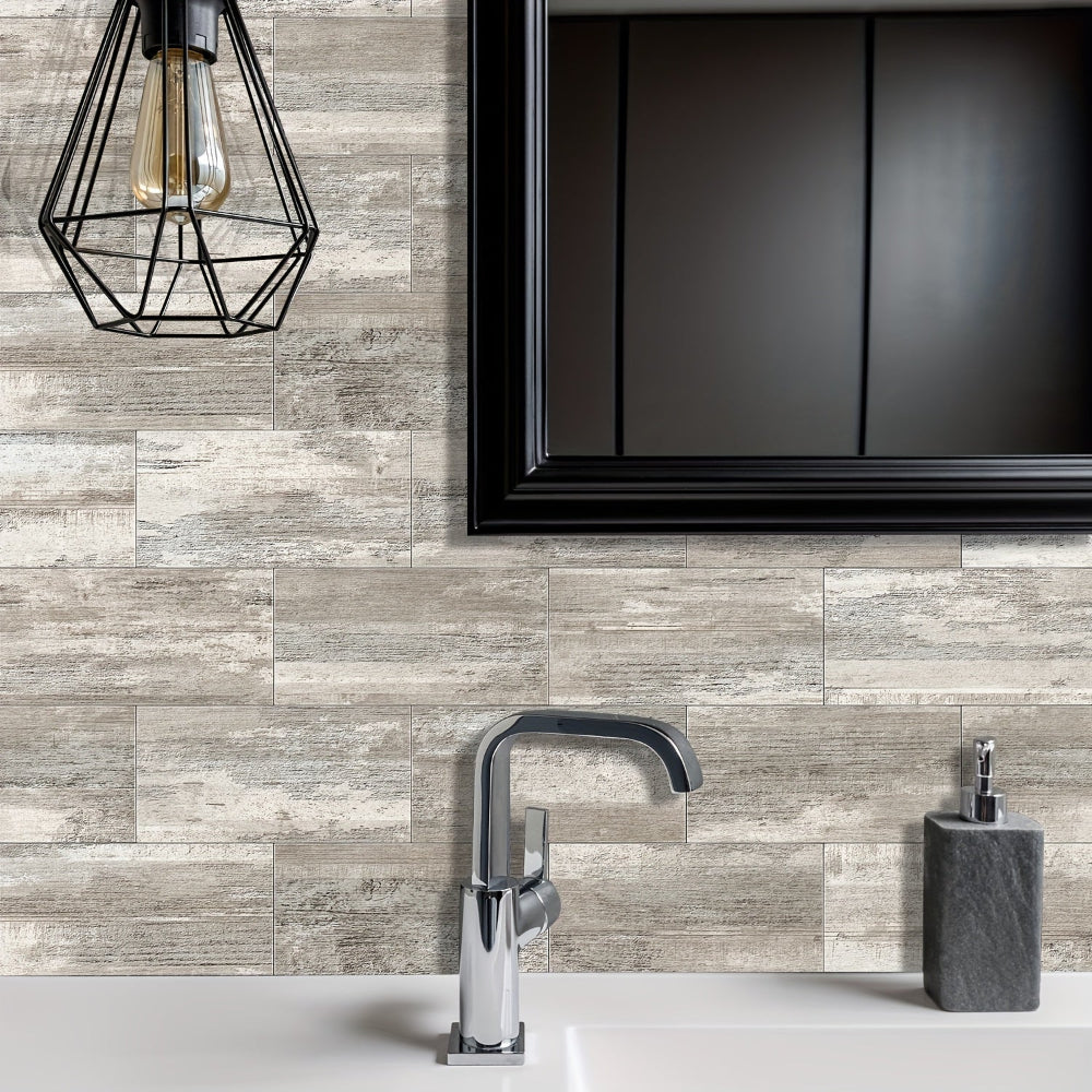 Abziehbare und klebende Wandpaneele rustikale Holzstruktur wasserdichte Dekoration