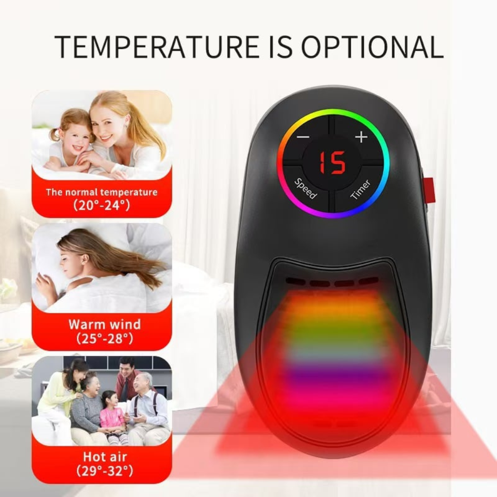 Portable Electric Space Heater Energy Efficient Thermostat Control
