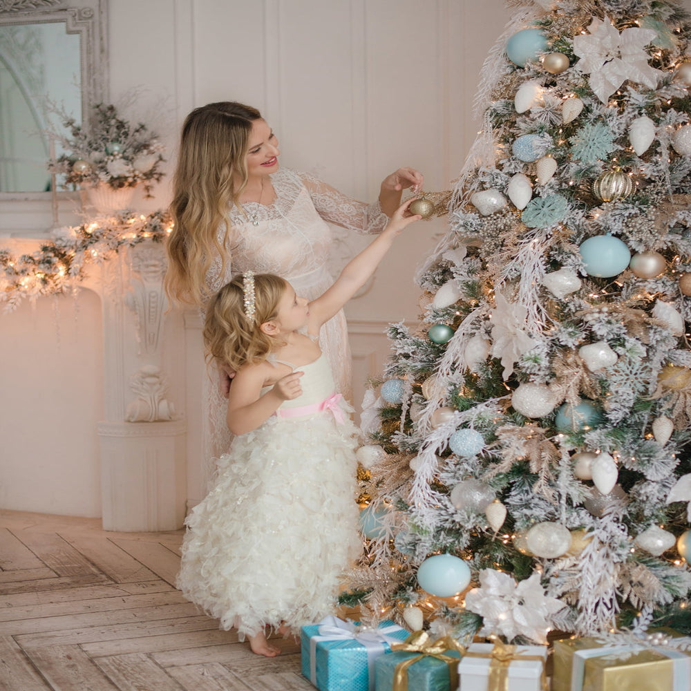 Prelit Christmas Tree Dual Color LED Snow Flocked Lights