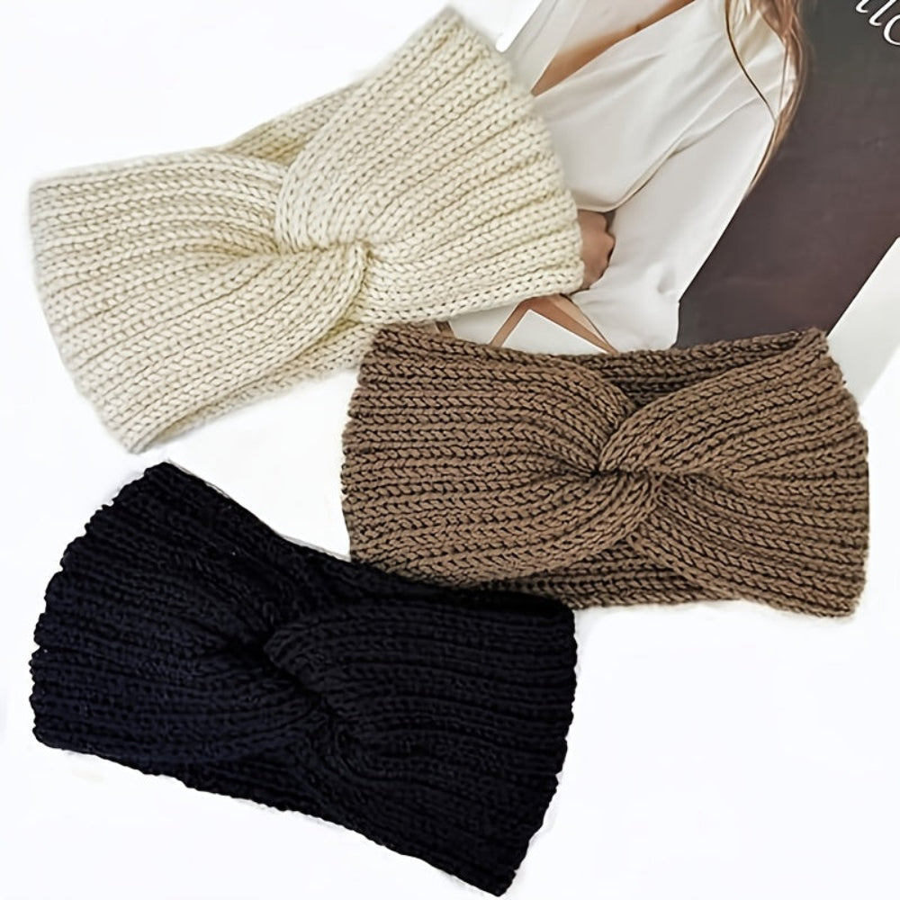 Ribbed Knit Headband Set Women Winter Ear Warmer Cold Weather