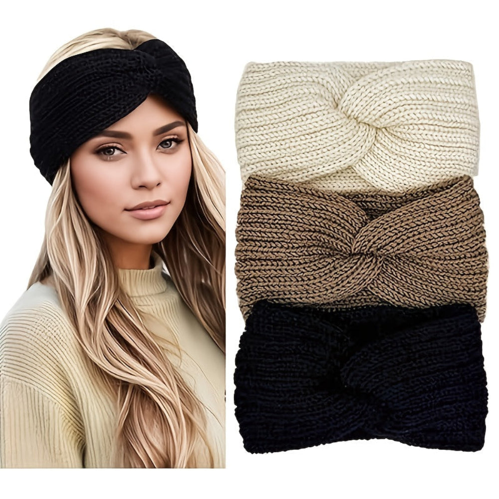 Ribbed Knit Headband Set Women Winter Ear Warmer Cold Weather