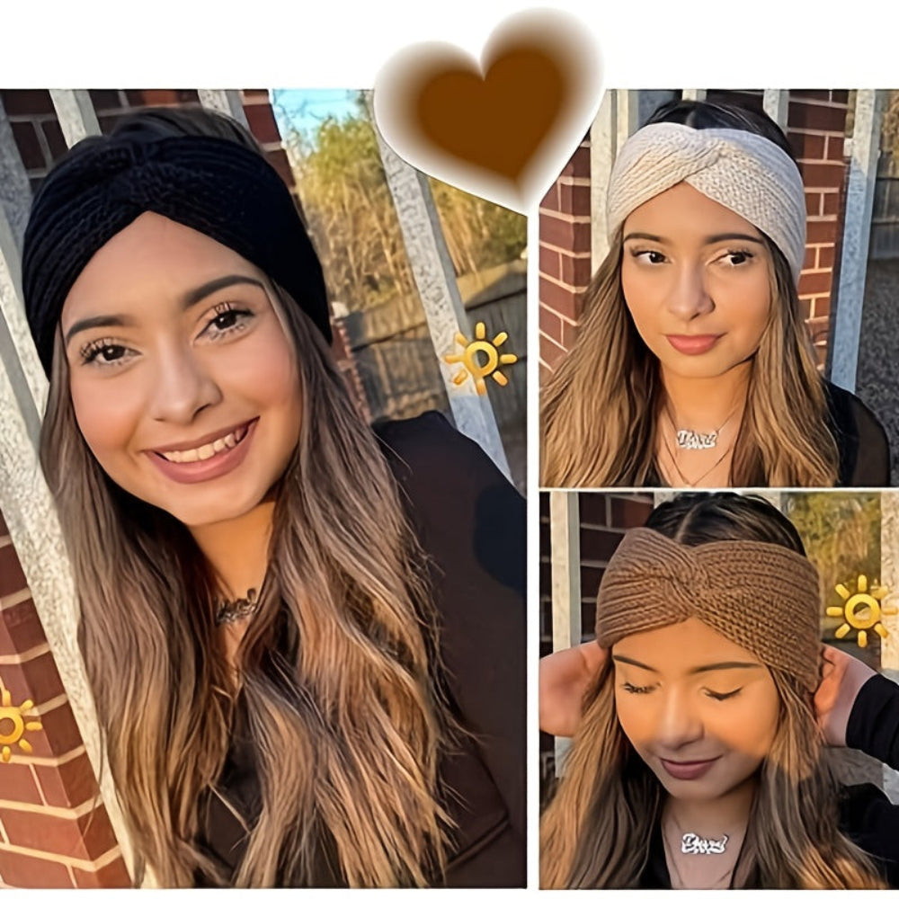 Ribbed Knit Headband Set Women Winter Ear Warmer Cold Weather