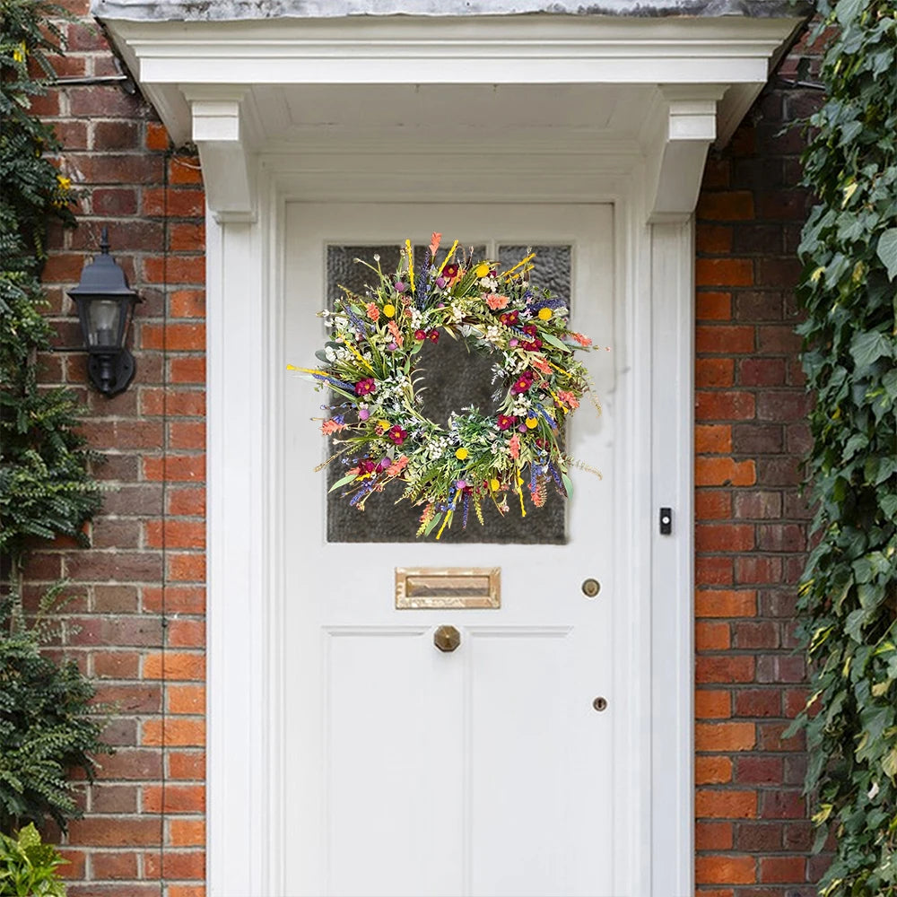 Vibrant Bloom Door Wreath | Handmade Floral Decor
