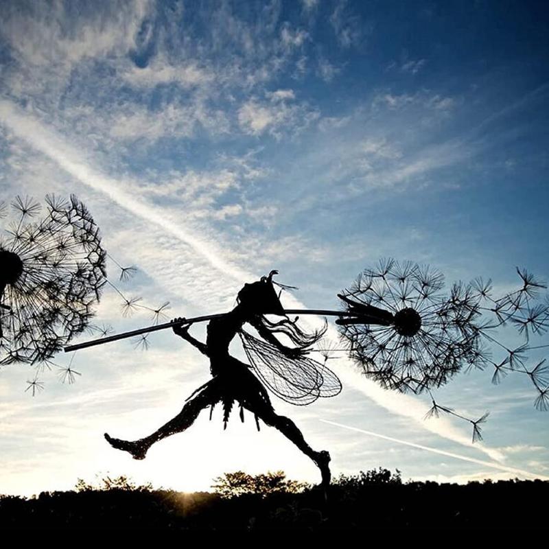 Feenskulptur für den Garten | Detaillierte Metalldekoration für den Außenbereich