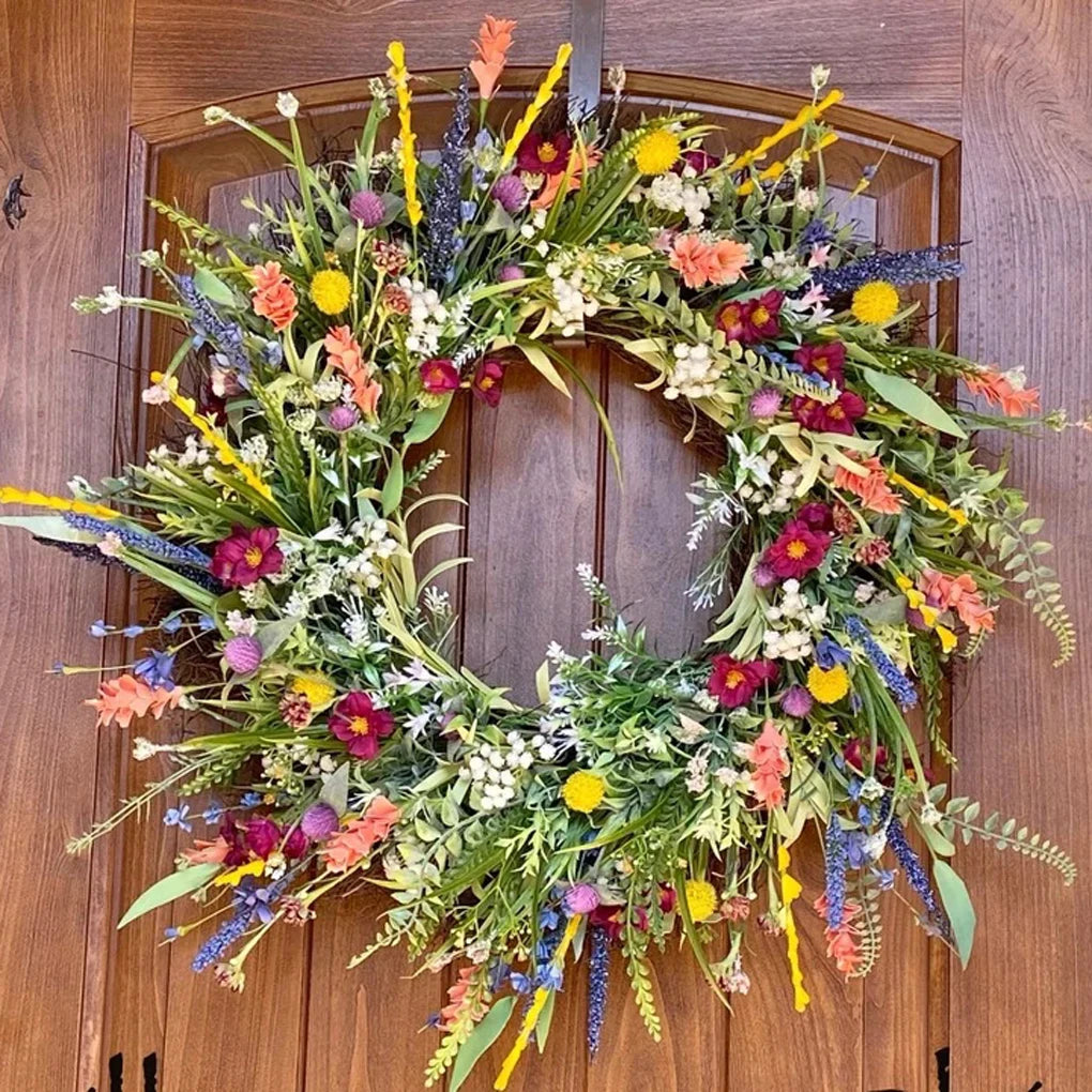 Vibrant Bloom Door Wreath | Handmade Floral Decor