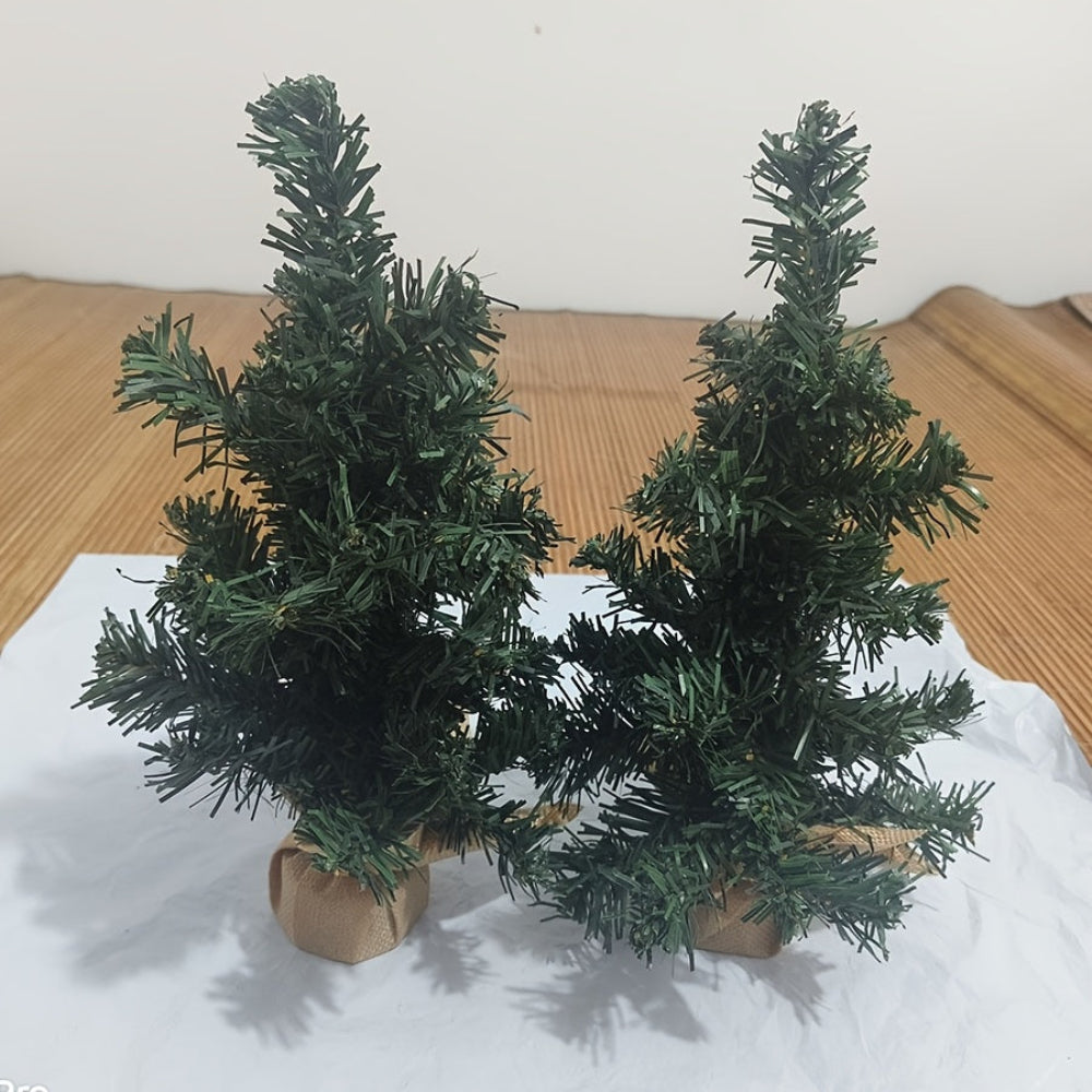 Small Christmas Tree Rustic Burlap Base Tabletop Holiday Decor