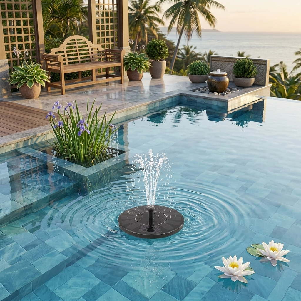 Solar Fountain Pump Floating Garden Water Feature Bird Bath