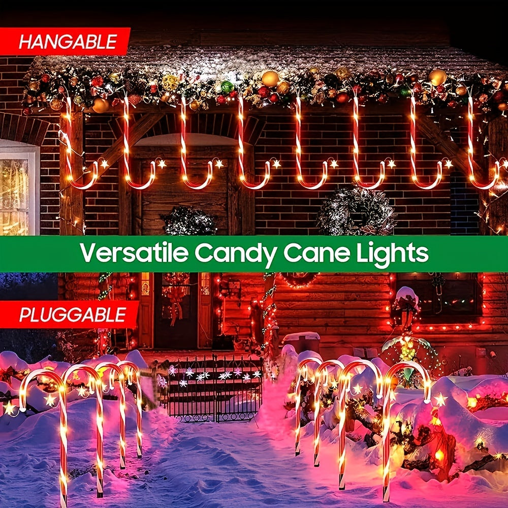 Solar Christmas Lights Outdoor Decorations Candy Cane Pathway Lights