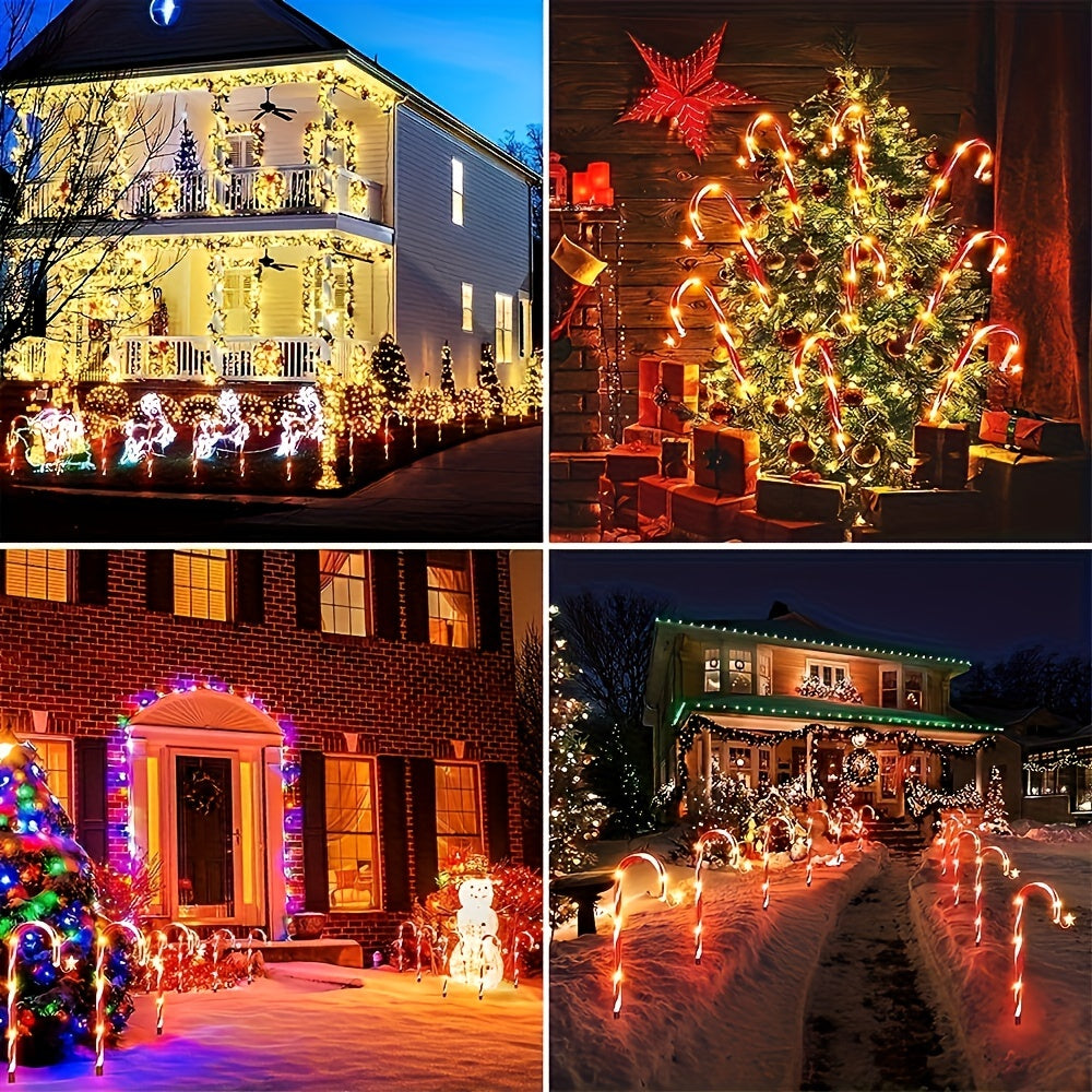 Solar Christmas Lights Outdoor Decorations Candy Cane Pathway Lights