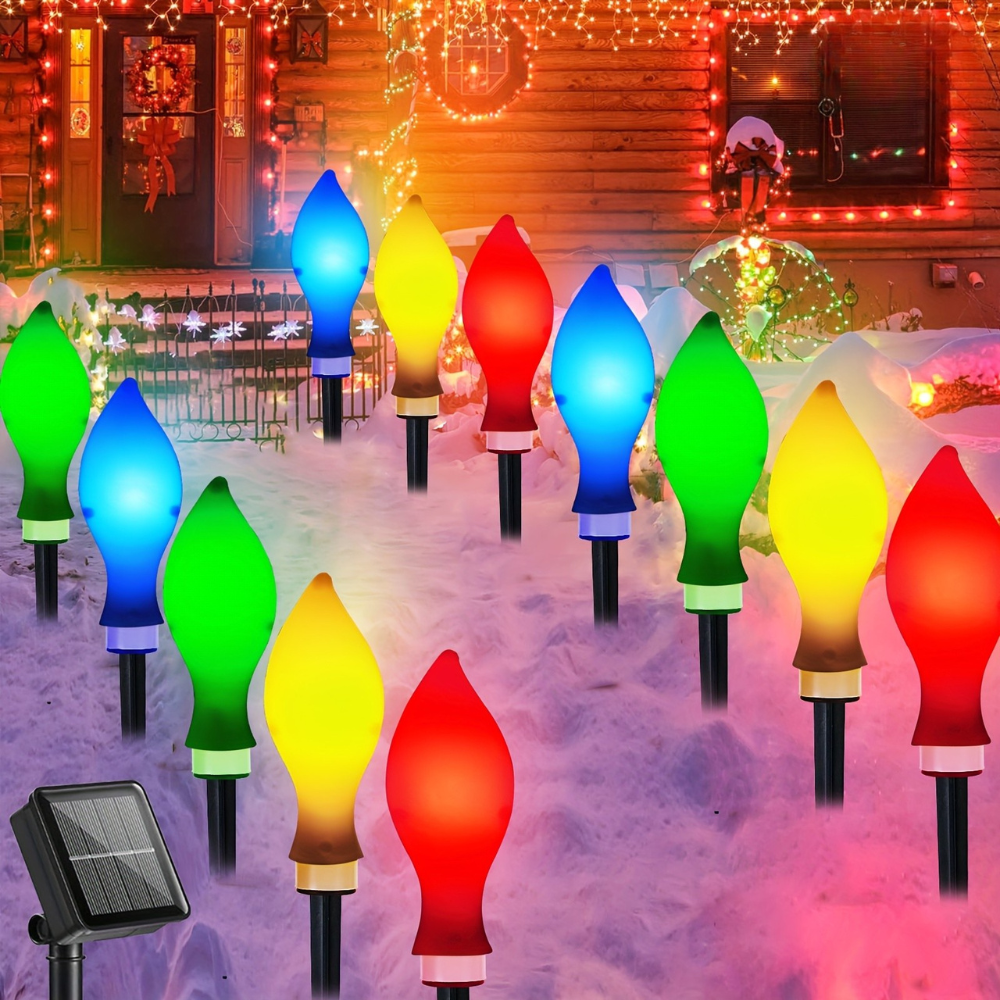 Solar Christmas Lights Outdoor Lights Color Changing Flame Path Set