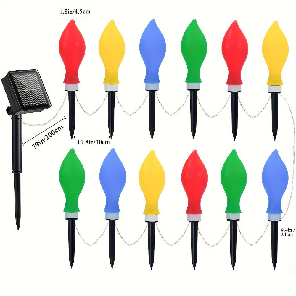 Solar Christmas Lights Outdoor Lights Color Changing Flame Path Set