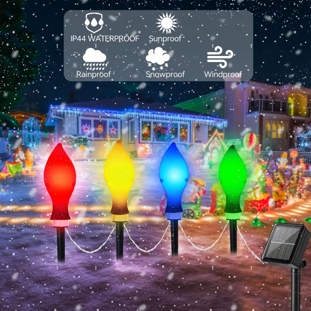Solar Christmas Lights Outdoor Lights Color Changing Flame Path Set