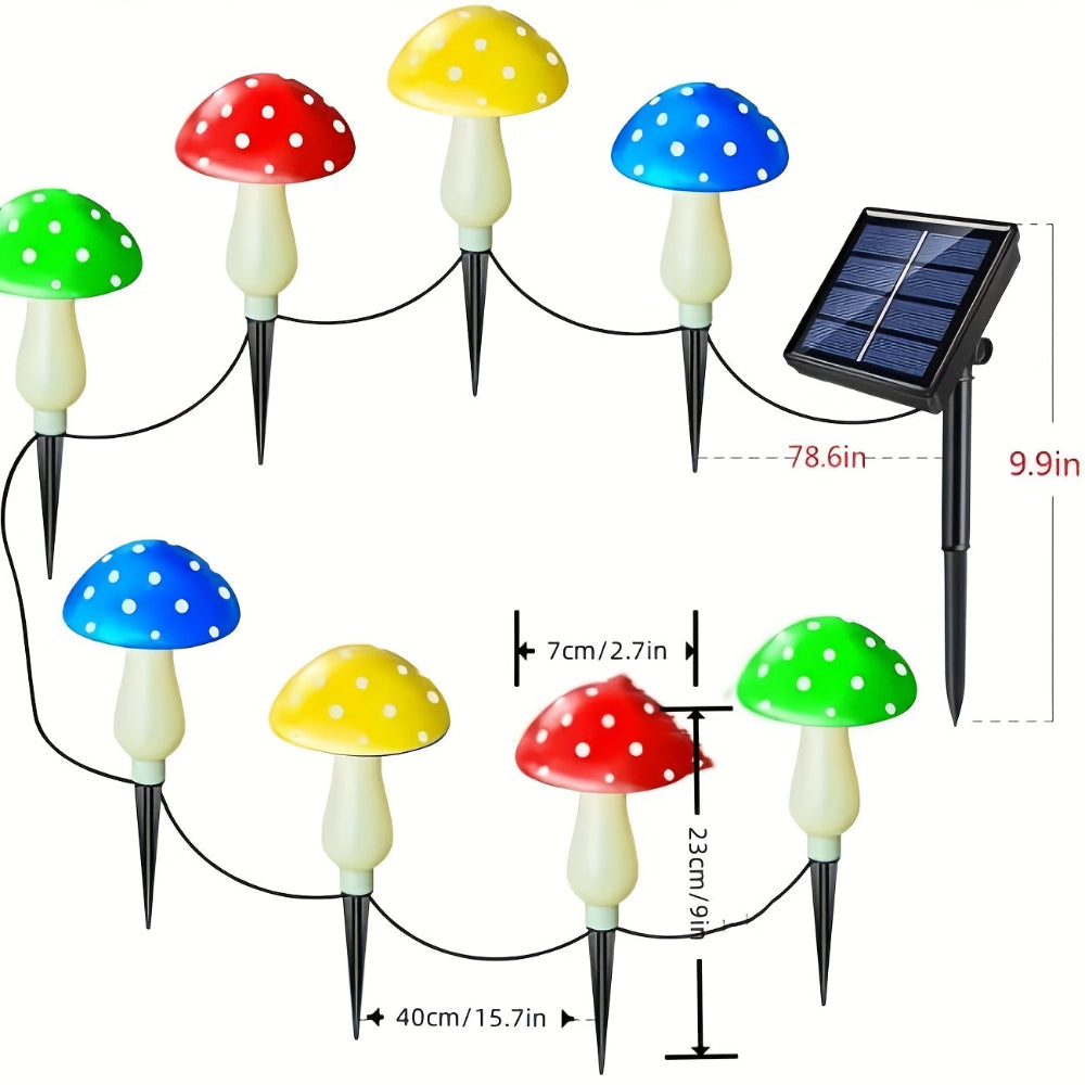 Solar Christmas Lights Outdoor Lights Colorful Mushroom LED Garden