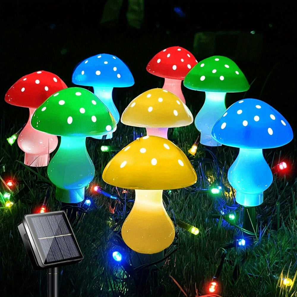 Solar Christmas Lights Outdoor Lights Colorful Mushroom LED Garden