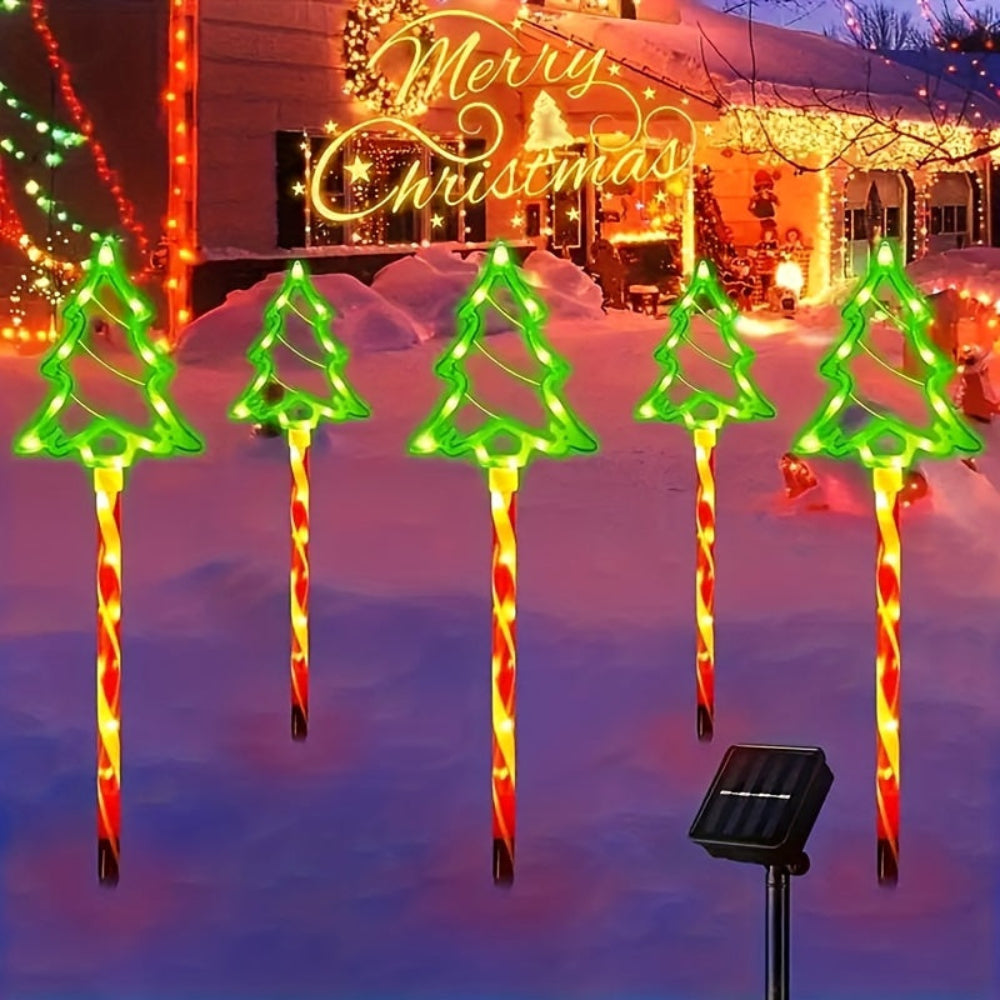 Solar Christmas Lights Outdoor Tree Pathway Stakes Garden Decor