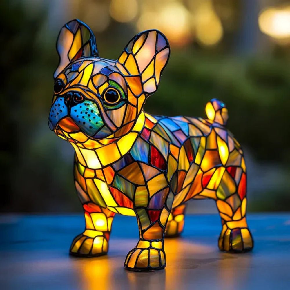 Stained Glass Dog Table Lamp Animal Mosaic Light 2