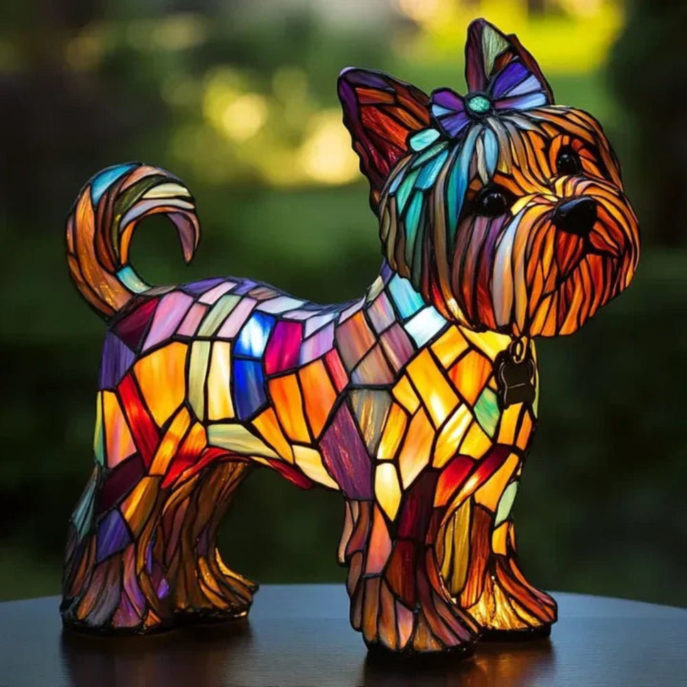 Stained Glass Dog Table Lamp Animal Mosaic Light 6