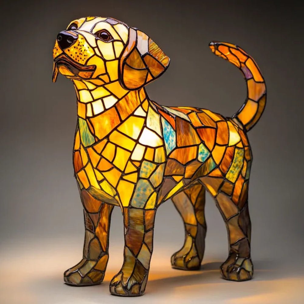 Stained Glass Dog Table Lamp Animal Mosaic Light 8