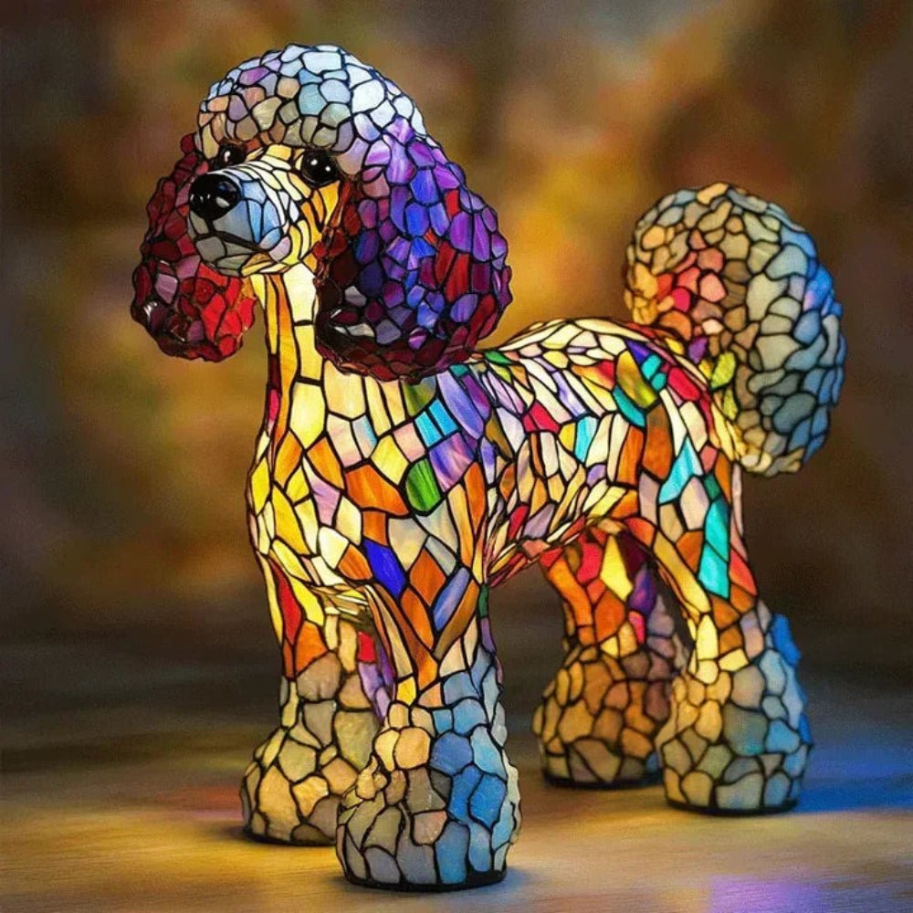 Stained Glass Dog Table Lamp Animal Mosaic Light 9