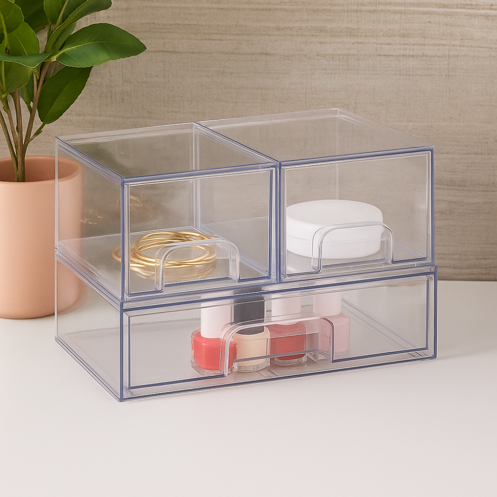 Storage Drawers Stackable Clear Organizer Closet Desk Use
