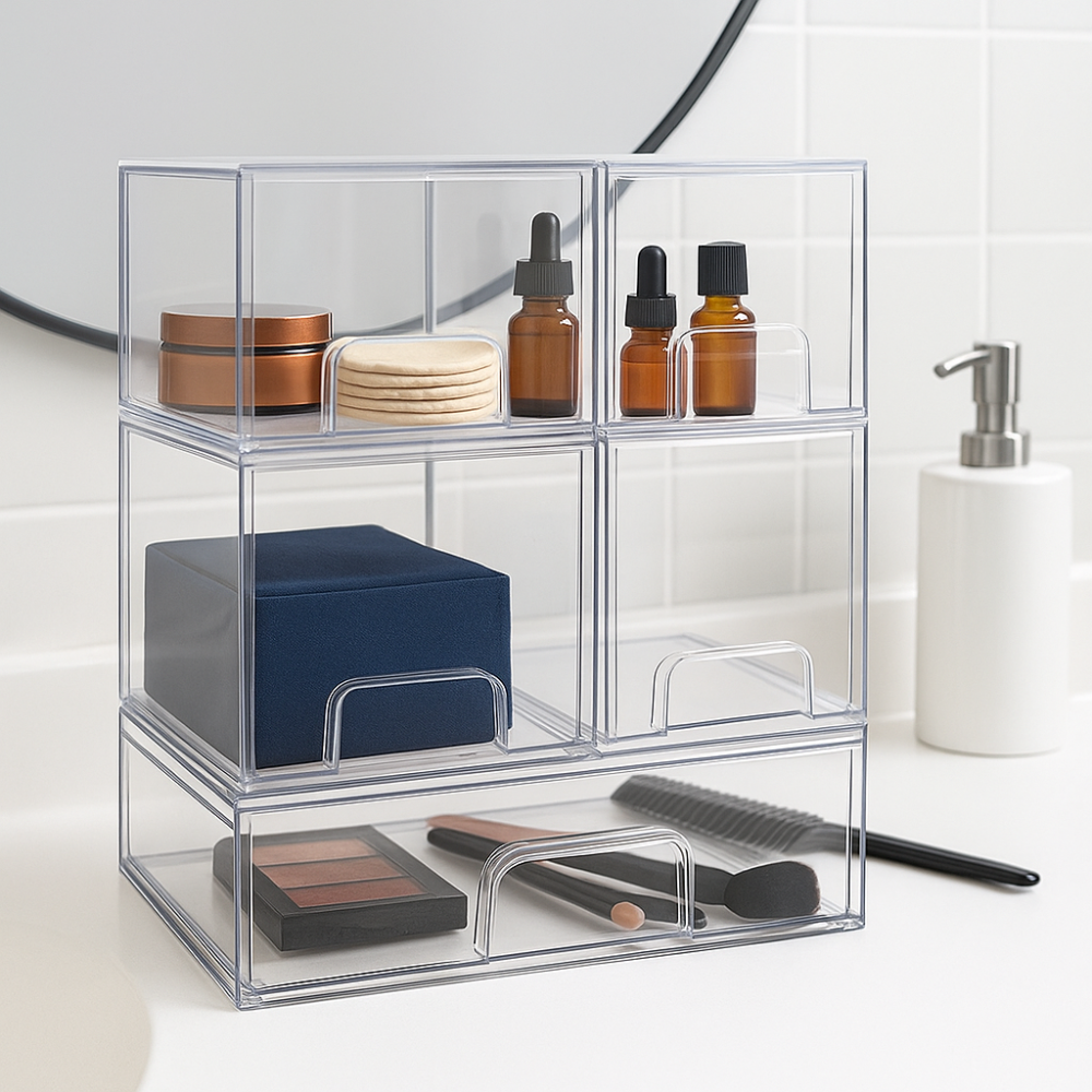Storage Drawers Stackable Clear Organizer Closet Desk Use