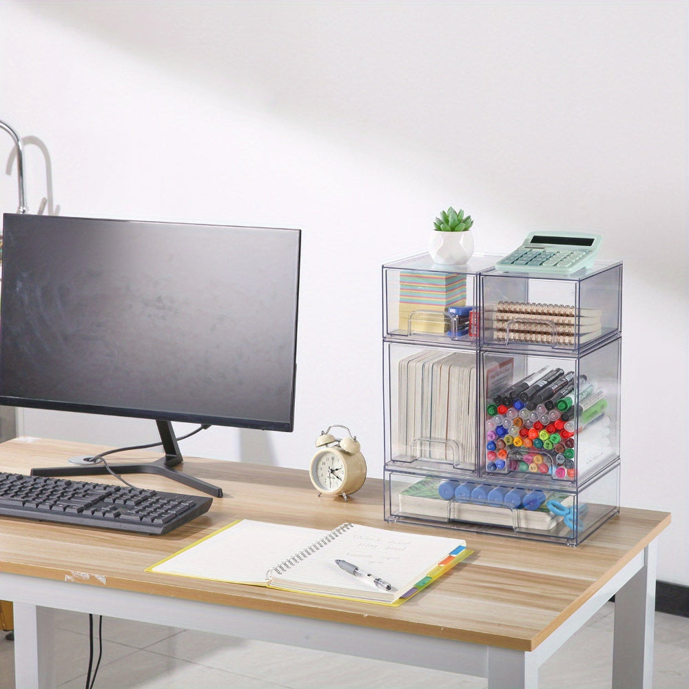 Storage Drawers Stackable Clear Organizer Closet Desk Use