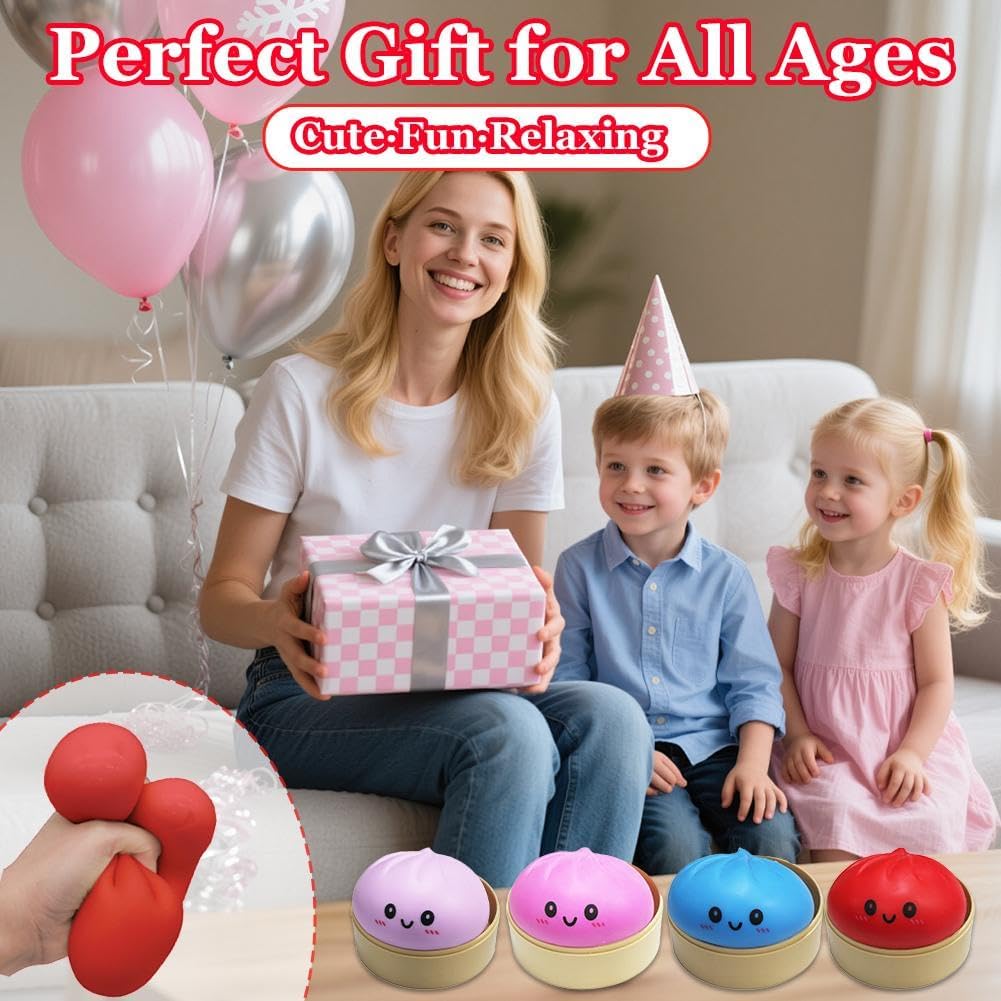 Stress Ball Squishy Dumpling Glitter Fidget Toy 4