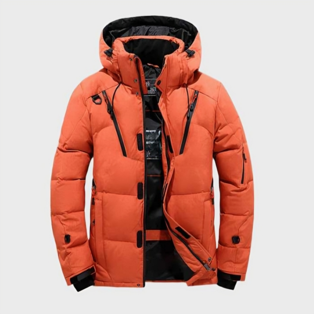 Chaqueta acolchada impermeable de invierno para hombre | Parka con capucha