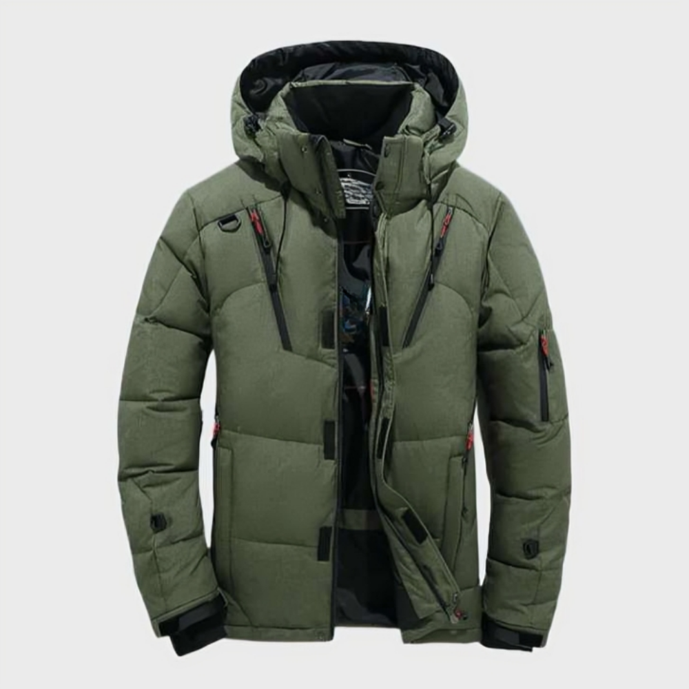 Chaqueta acolchada impermeable de invierno para hombre | Parka con capucha