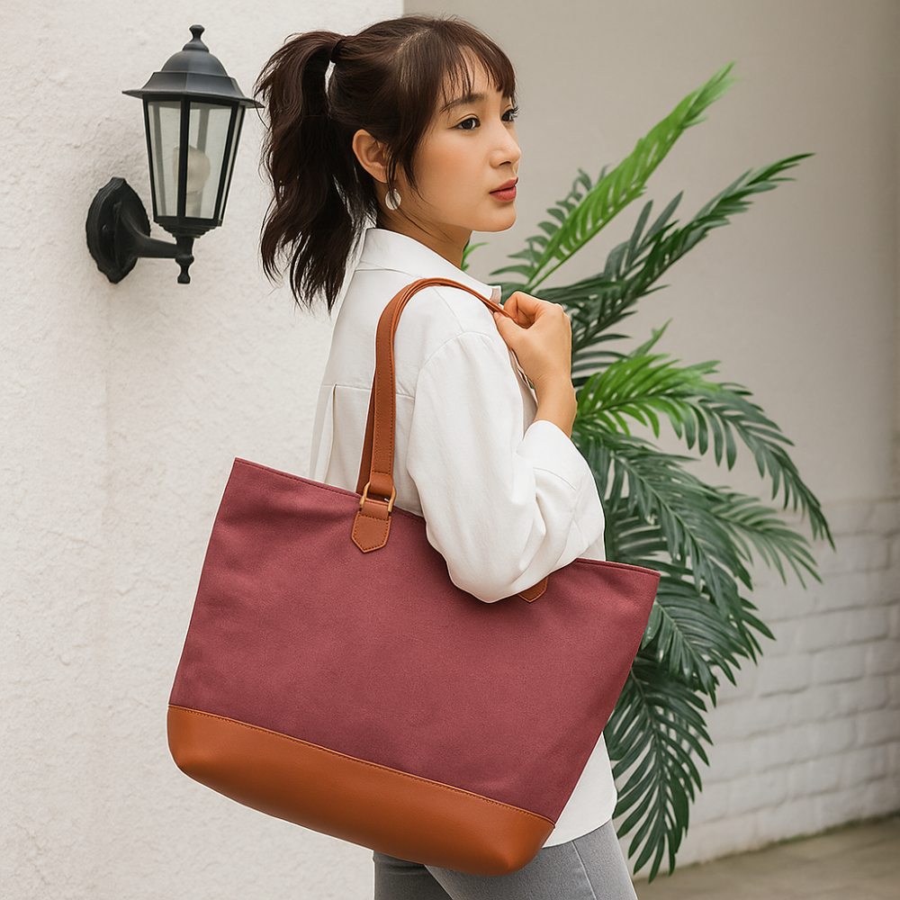 Women Canvas Tote Bag Large Minimalist Shoulder Bag