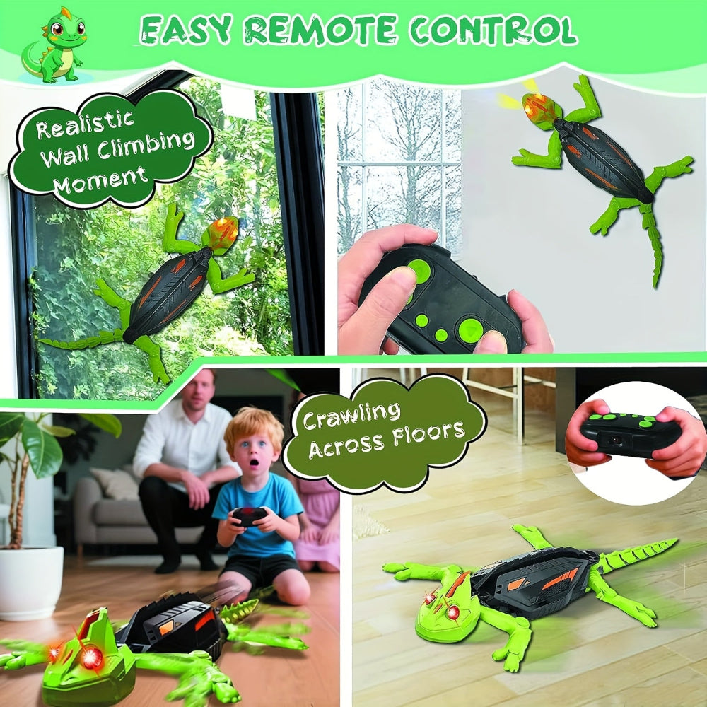 Toy Lizard Remote Control Wall Climbing LED Gecko Robot