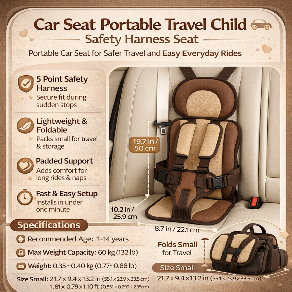 Portable Car Seat Foldable Child Safety Travel Harness