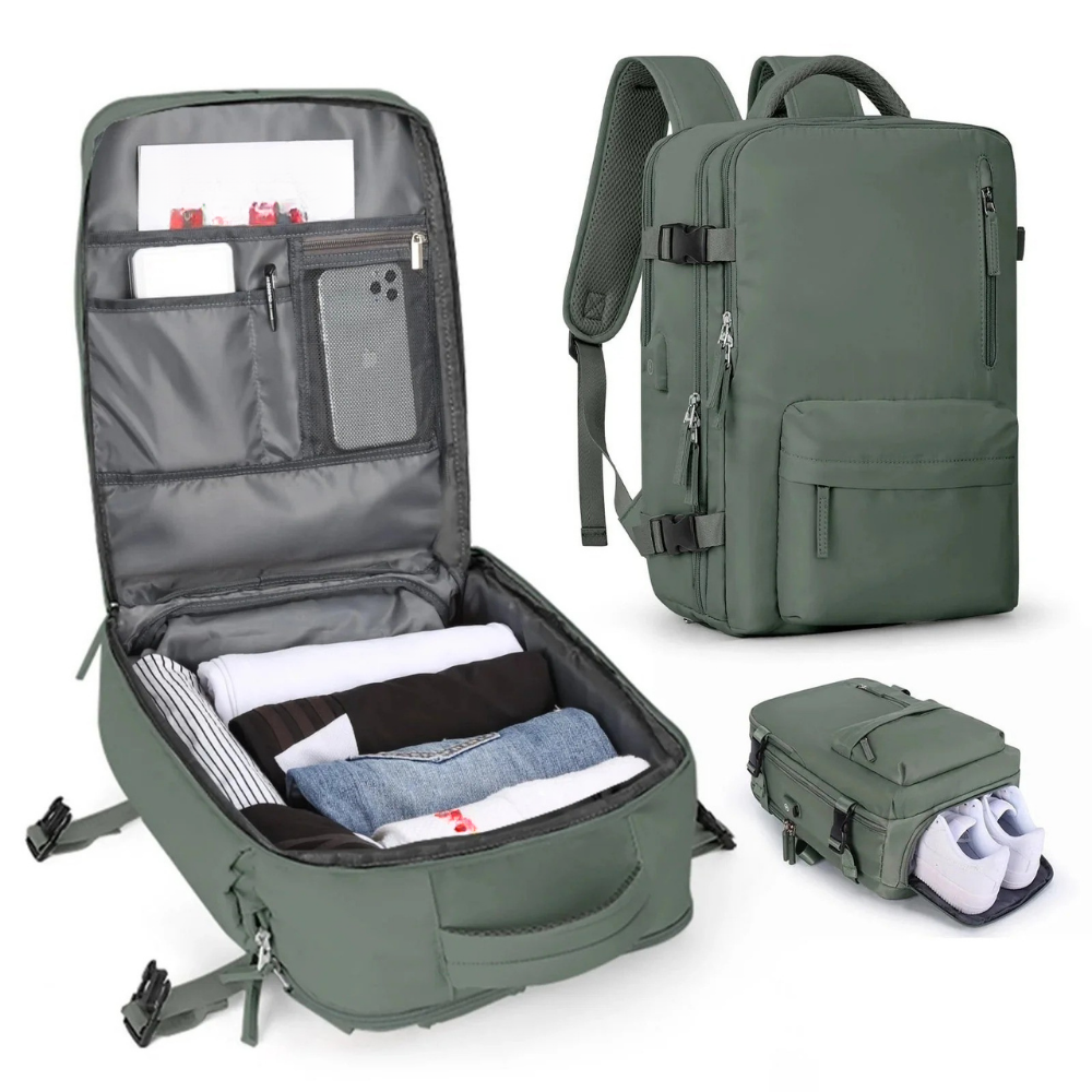 Travel Rucksack Backpack | Large Compartments Shoe Pocket