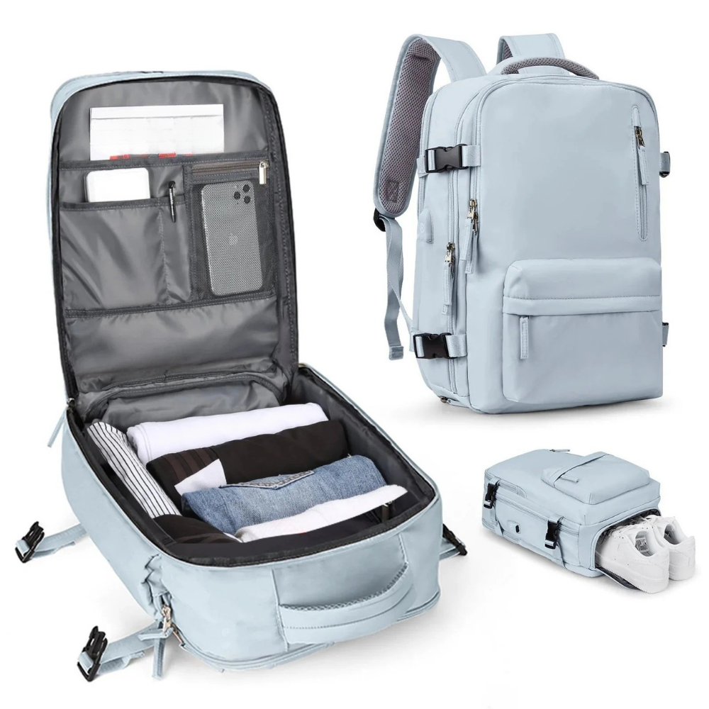 Travel Rucksack Backpack | Large Compartments Shoe Pocket