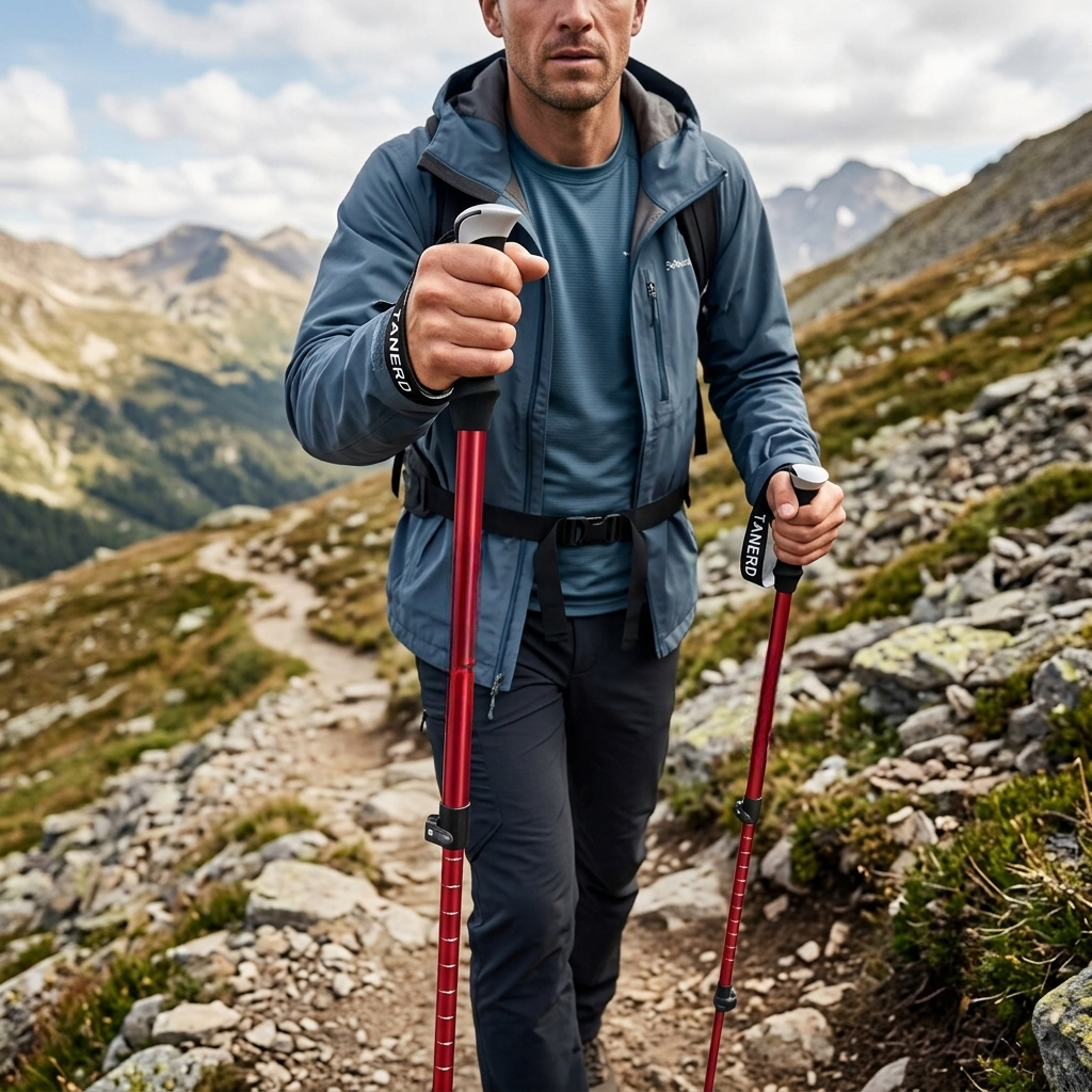 Trekking Poles Hiking Sticks Foldable Adjustable Trail Pair