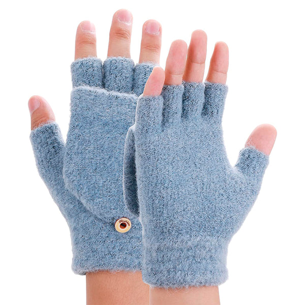 Heated Winter Knit Fingerless Gloves