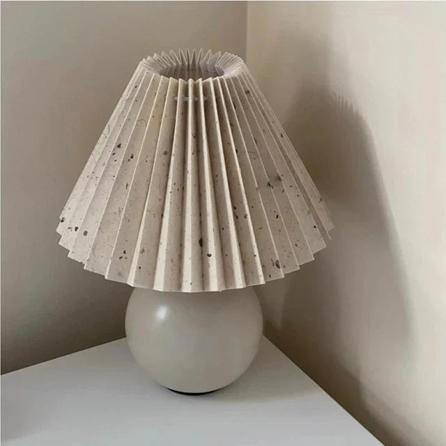Luminous Heritage: Vintage Table Lamp with Pleated Shade – Elegant Antique Retro Nightstand Lighting Solutions