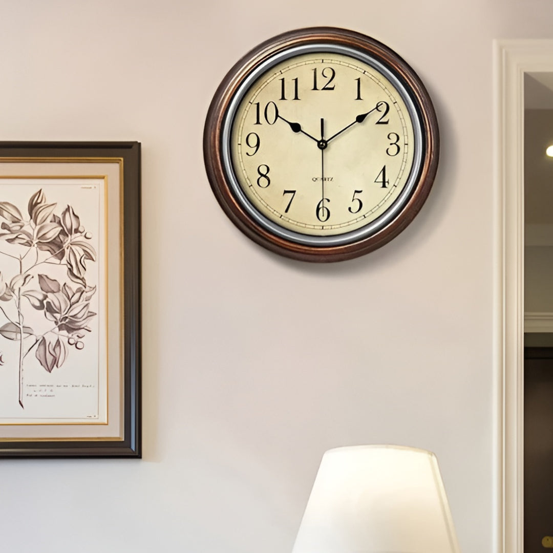 Wall Clock Silent Round Vintage Home Decor Timepiece