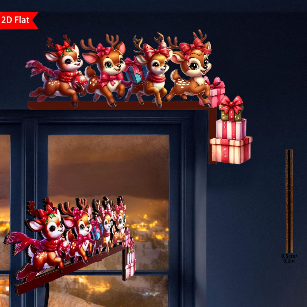 Wall Art Christmas Decorations Santa’s Reindeer Door Frame Decor