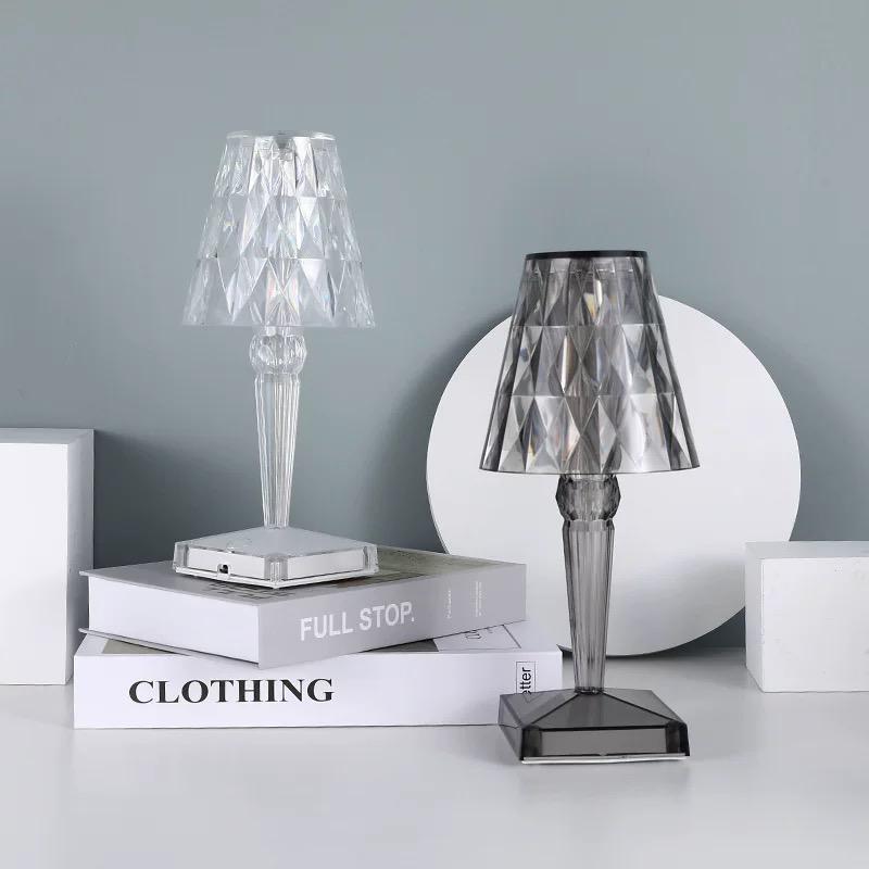 Table Lamp Crystal Acrylic Touch Rechargeable