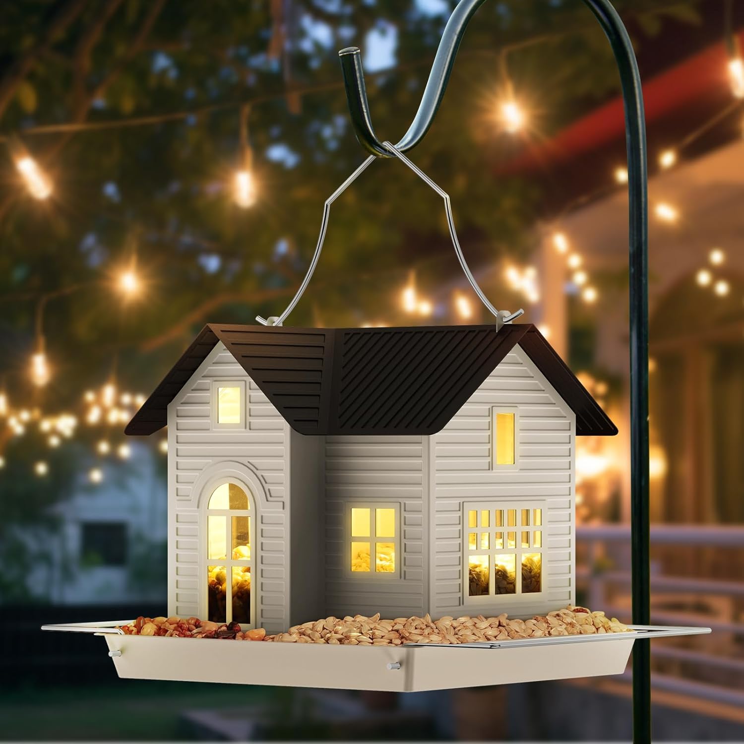 Solar Bird Feeder Hanging Metal House
