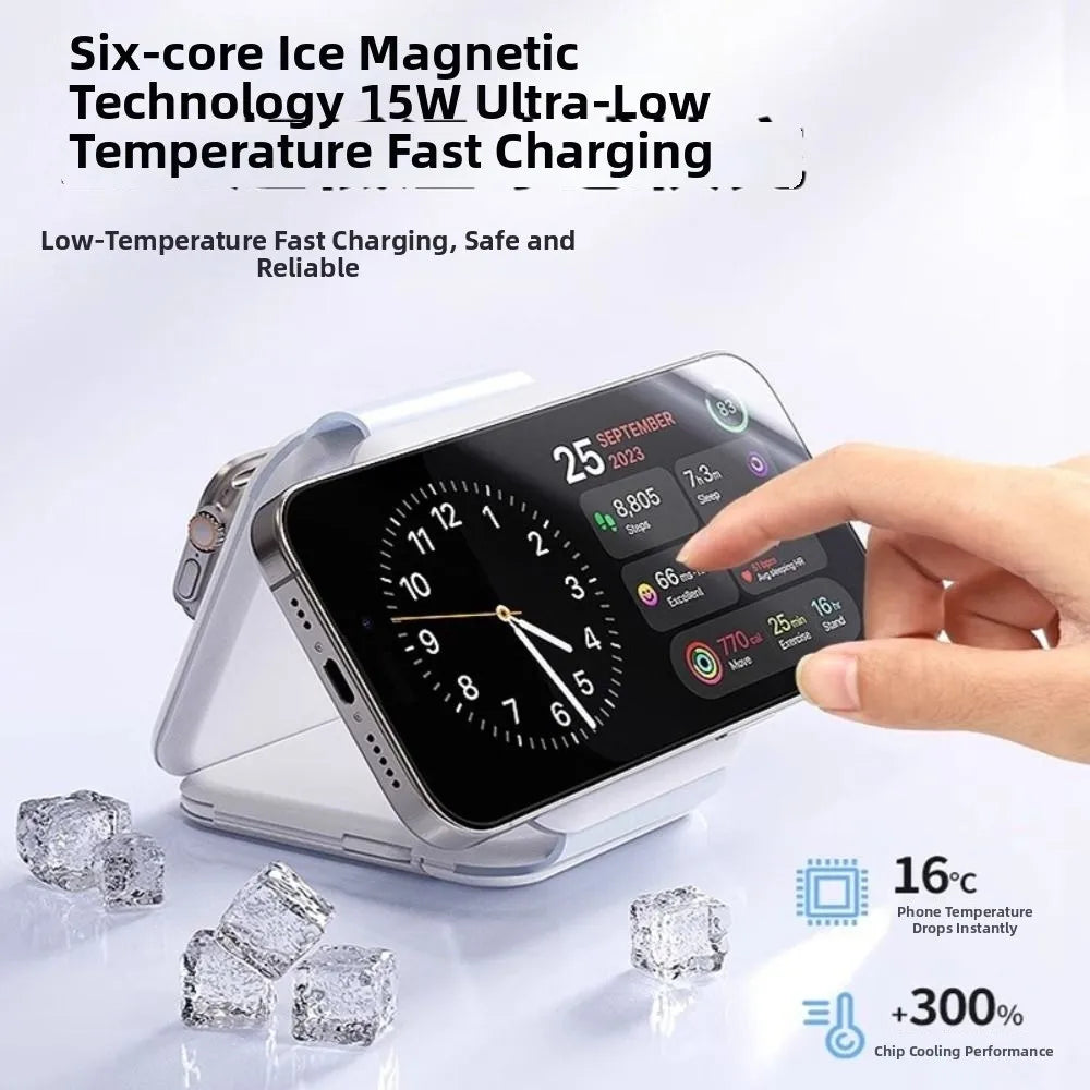 Wireless Charger Magnetic Foldable Charging Station Stand 3