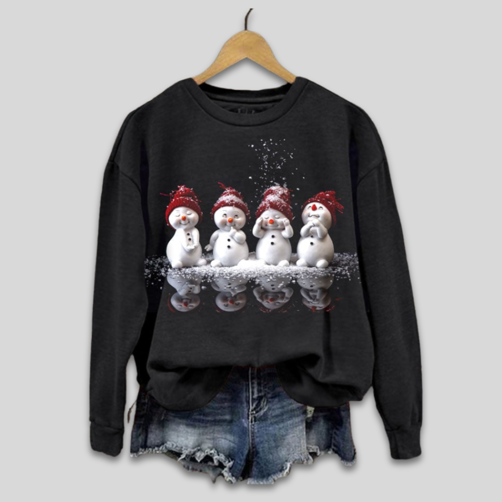 Women Christmas Sweater Festive Snowman Holiday Sweatshirt