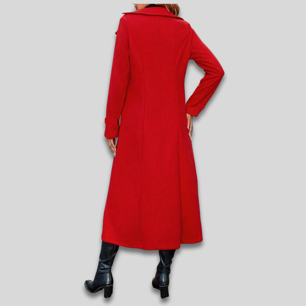 Women’s Double Breasted Long Coat - Tailored Fall Overcoat