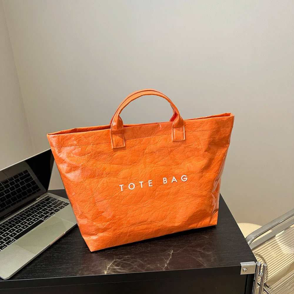 Women's Large Tote Bag - Metallic Oversized Reusable Handbag